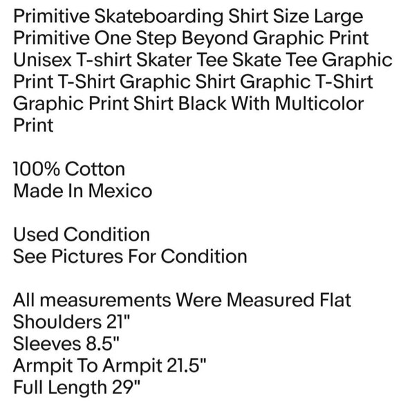 Primitive Skateboarding Shirt Size Large Primitive One Step Beyond Graphic Print - Picture 2 of 7